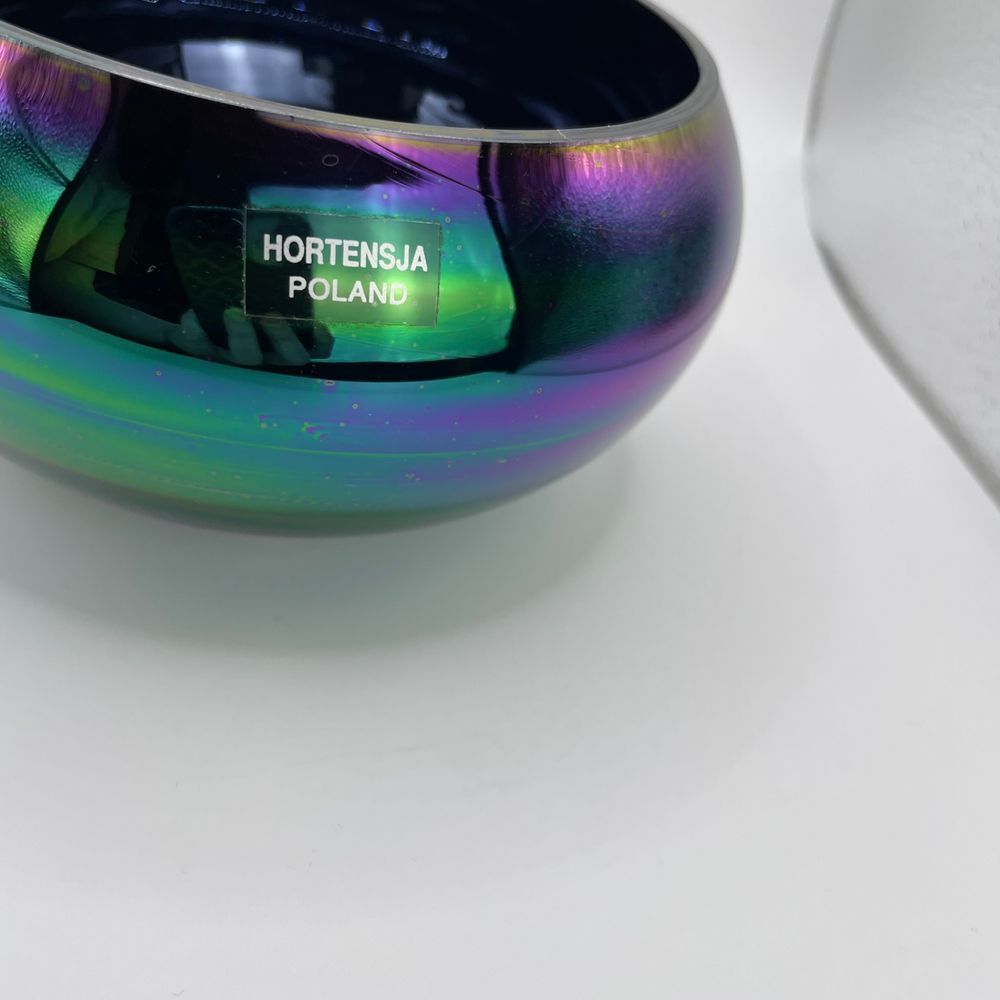 Hortensia Poland Vintage Blue Iridescent‎ Glass Bowl/Dish READ
